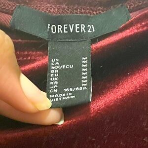 Forever 21 Dress |Red/ Maroon Velvet Dress|